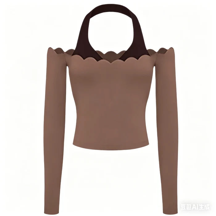 SPARK Fake Two-Piece Color-Block Fitness Yoga Top FNK881301