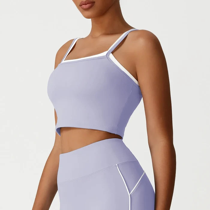 SPARK Fake Two-Piece Square Neck Yoga Tank Top YG2535