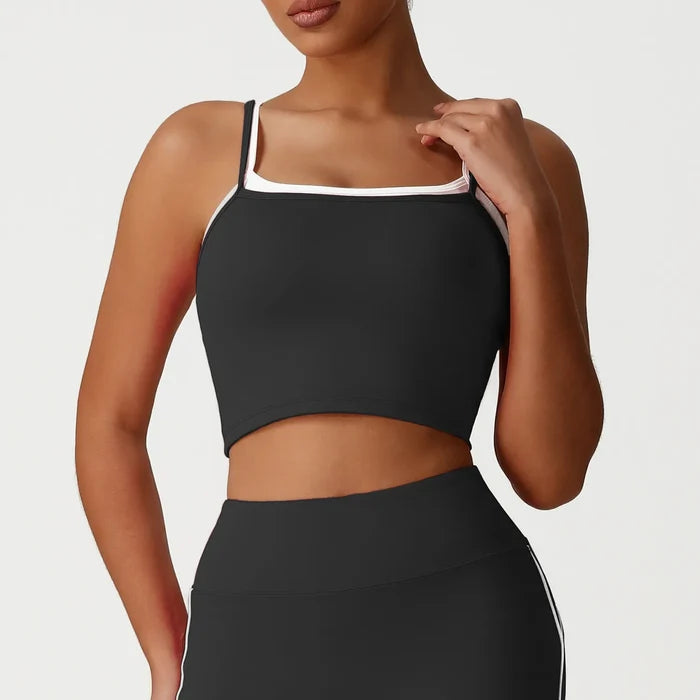 SPARK Fake Two-Piece Square Neck Yoga Tank Top YG2535