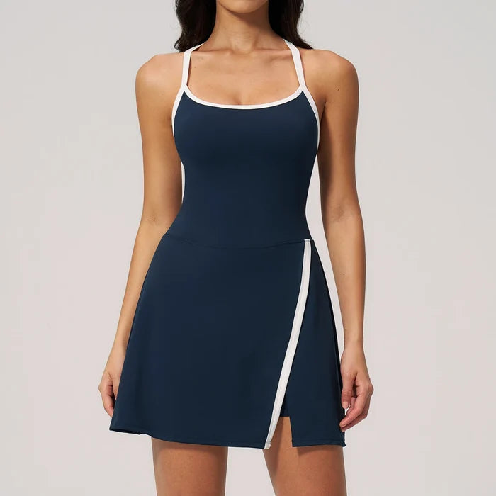 SPARK Naked-Feel Fitness Tennis Dress with Built-in Shorts ZC2134
