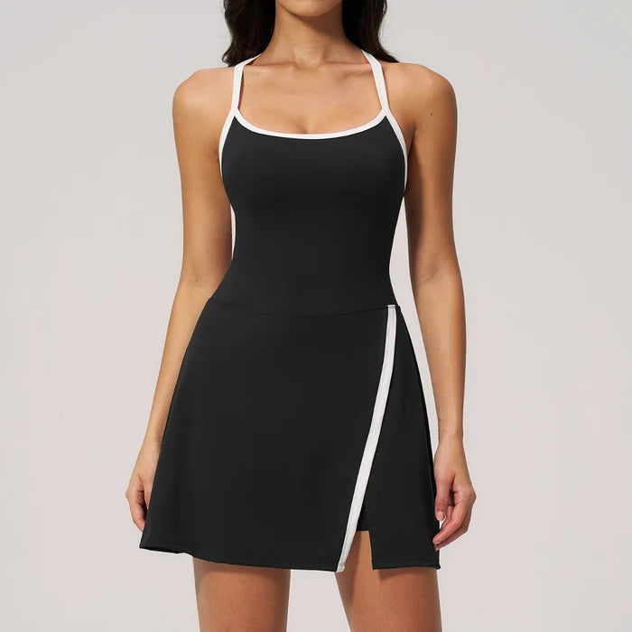 SPARK Naked-Feel Fitness Tennis Dress with Built-in Shorts ZC2134
