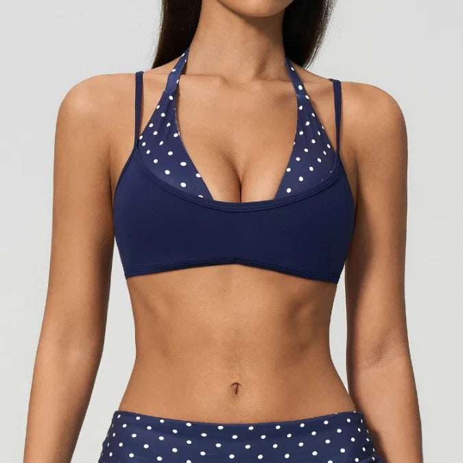 SPARK New Color-blocked Polka Dot Yoga Bra ZC4549