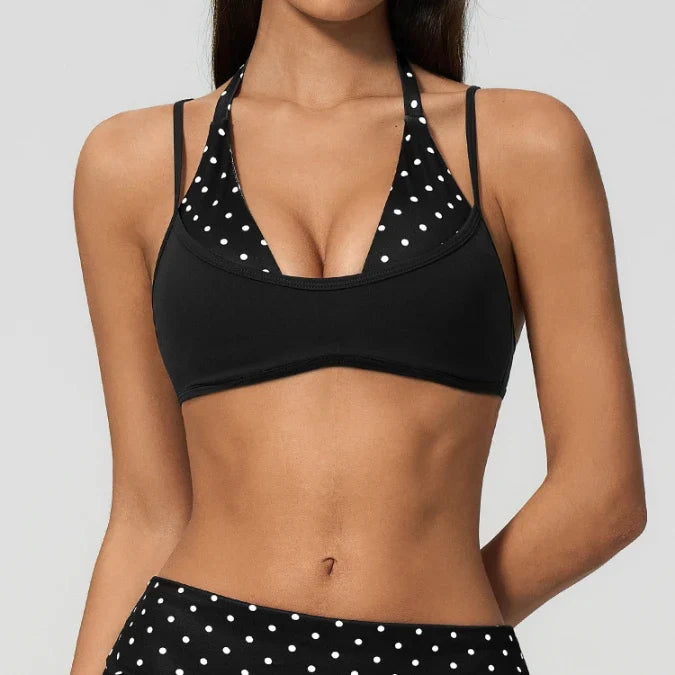 SPARK New Color-blocked Polka Dot Yoga Bra ZC4549