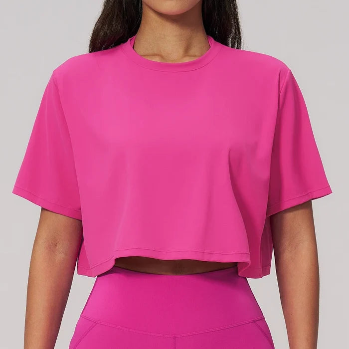 SPARK New Crew-Neck Loose Cropped Athletic Yoga Fitness T-Shirt ZC3091-2
