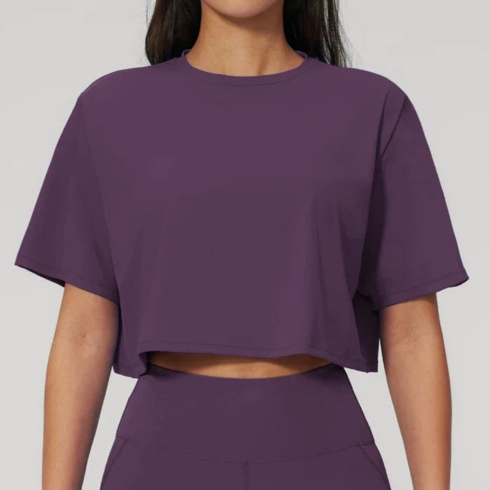 SPARK New Crew-Neck Loose Cropped Athletic Yoga Fitness T-Shirt ZC3091-2