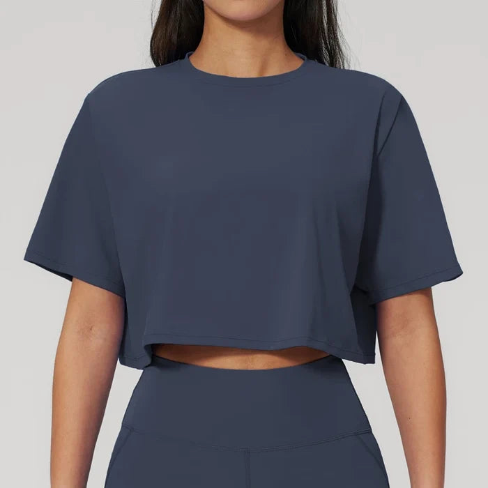 SPARK New Crew-Neck Loose Cropped Athletic Yoga Fitness T-Shirt ZC3091-2