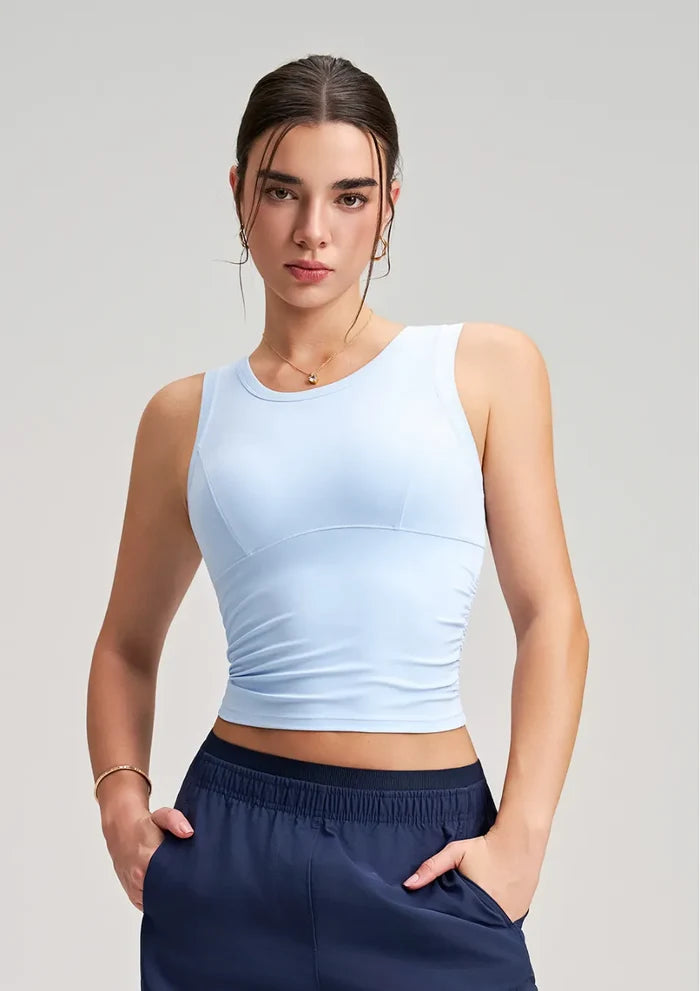 SPARK New Style Ruched Waist Slim-fit Yoga Fitness Vest RQ5076