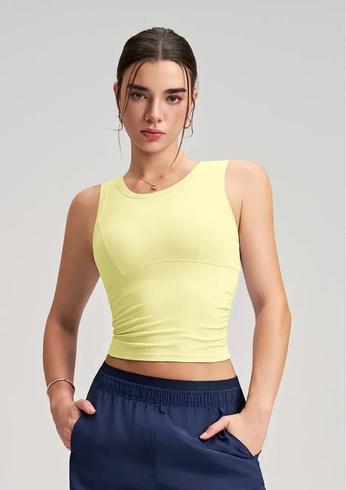 SPARK New Style Ruched Waist Slim-fit Yoga Fitness Vest RQ5076