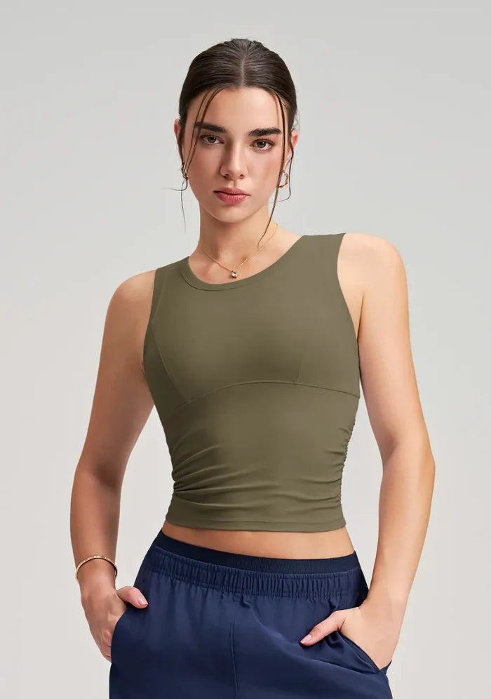 SPARK New Style Ruched Waist Slim-fit Yoga Fitness Vest RQ5076