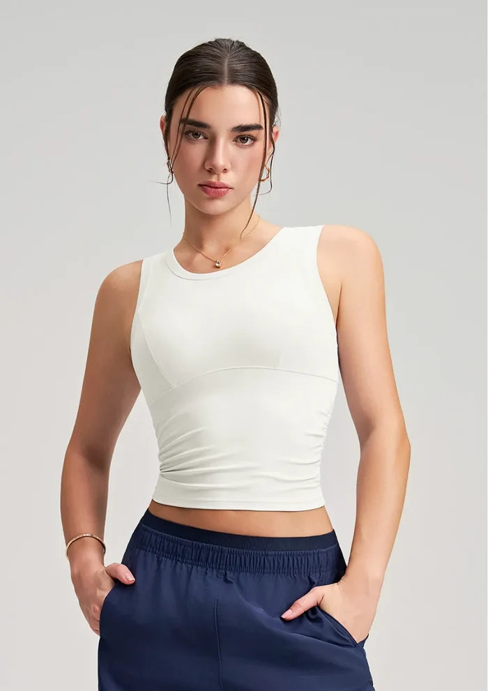 SPARK New Style Ruched Waist Slim-fit Yoga Fitness Vest RQ5076