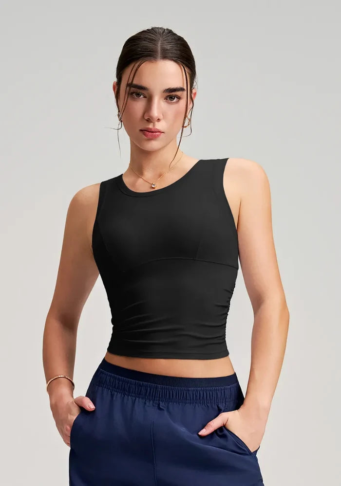 SPARK New Style Ruched Waist Slim-fit Yoga Fitness Vest RQ5076