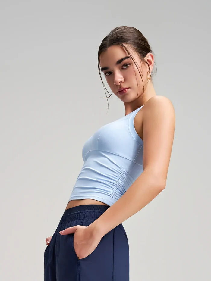 SPARK New Style Ruched Waist Slim-fit Yoga Fitness Vest RQ5076