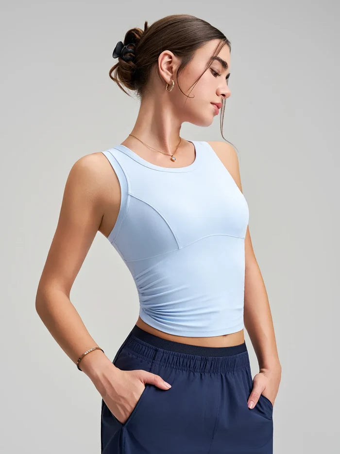 SPARK New Style Ruched Waist Slim-fit Yoga Fitness Vest RQ5076
