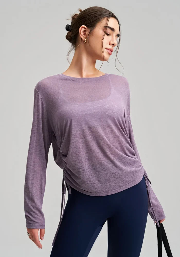 SPARK New Women's Yoga Fitness Smock with Side Drawstring RQ7410
