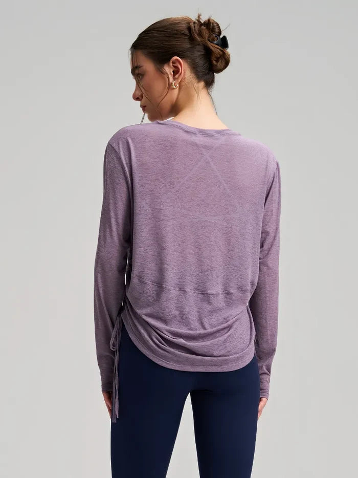 SPARK New Women's Yoga Fitness Smock with Side Drawstring RQ7410