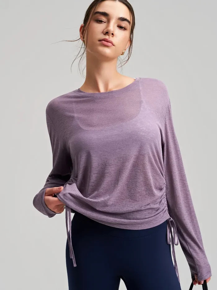 SPARK New Women's Yoga Fitness Smock with Side Drawstring RQ7410