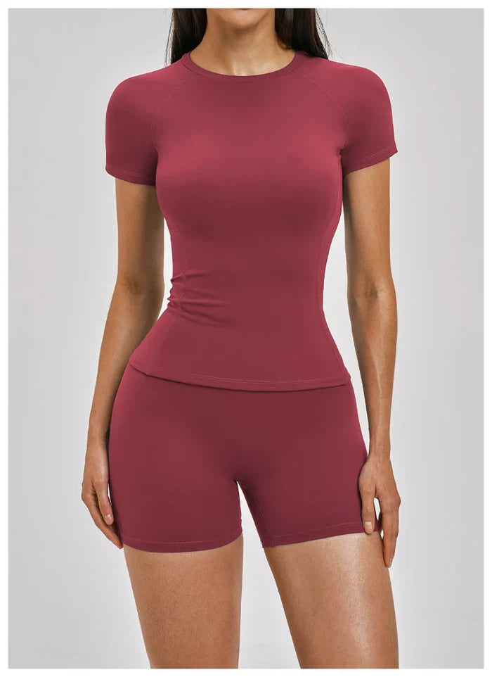 SPARK Normal Crew Neck Slim Yoga Short Sleeve Top ZC2546