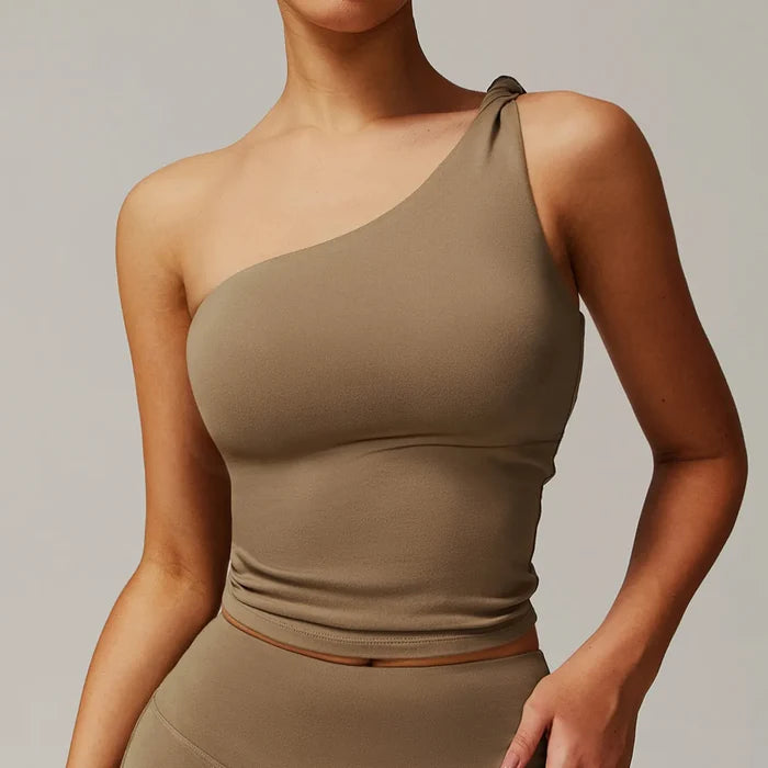 SPARK One-shoulder Twisted Yoga Tank Top ZC9152