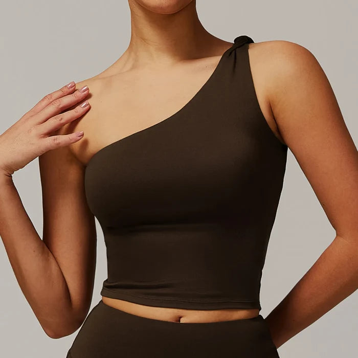 SPARK One-shoulder Twisted Yoga Tank Top ZC9152