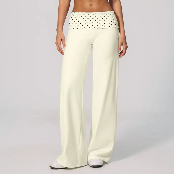 SPARK Retro Polka Dot Fold-Over Yoga Pants ZC4549