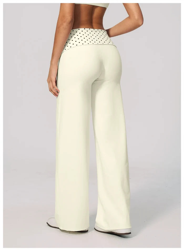 SPARK Retro Polka Dot Fold-Over Yoga Pants ZC4549