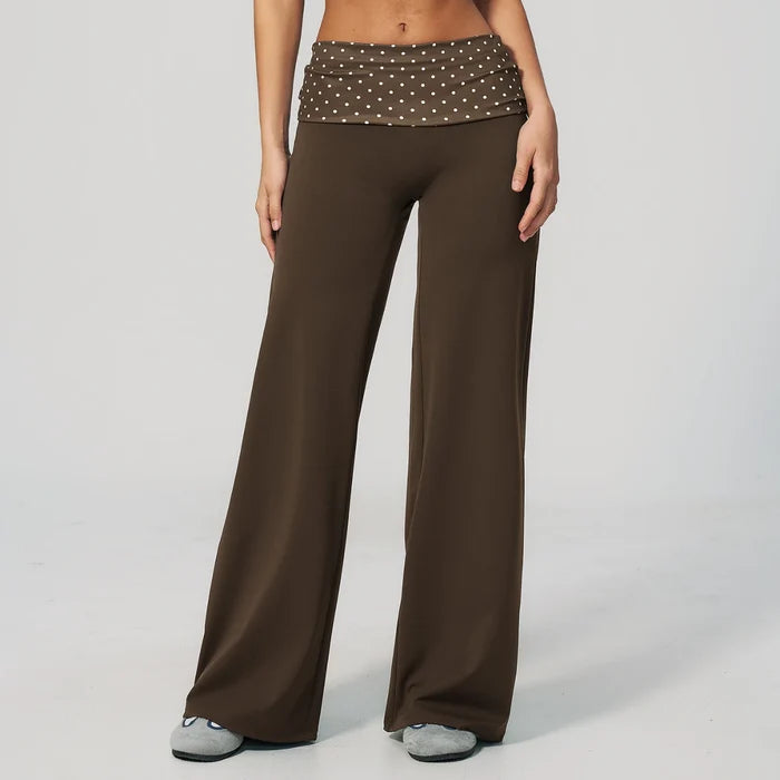 SPARK Retro Polka Dot Fold-Over Yoga Pants ZC4549