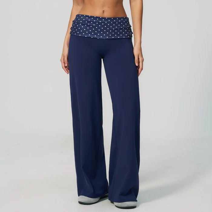 SPARK Retro Polka Dot Fold-Over Yoga Pants ZC4549
