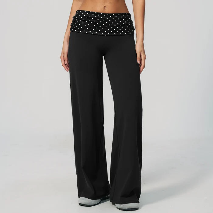 SPARK Retro Polka Dot Fold-Over Yoga Pants ZC4549