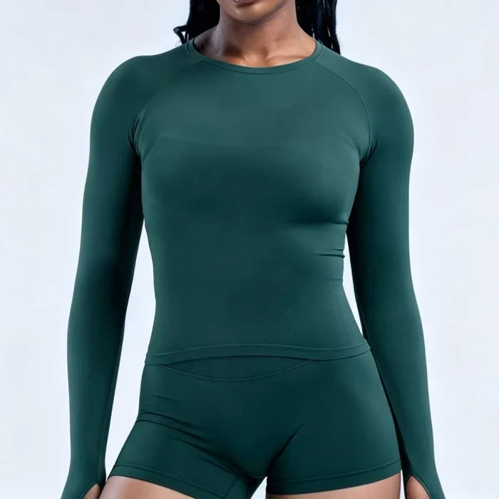 SPARK Seamless High Elasticity Yoga Long Sleeve Top With Thumb Holes OD6896