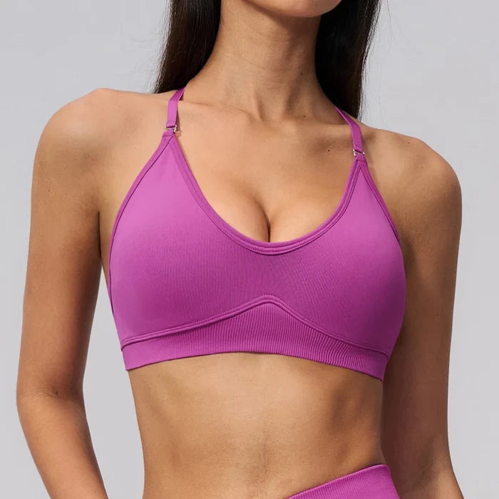 SPARK Seamless Ribbed 3-Way Convertible Yoga Sports Bra ZC3597