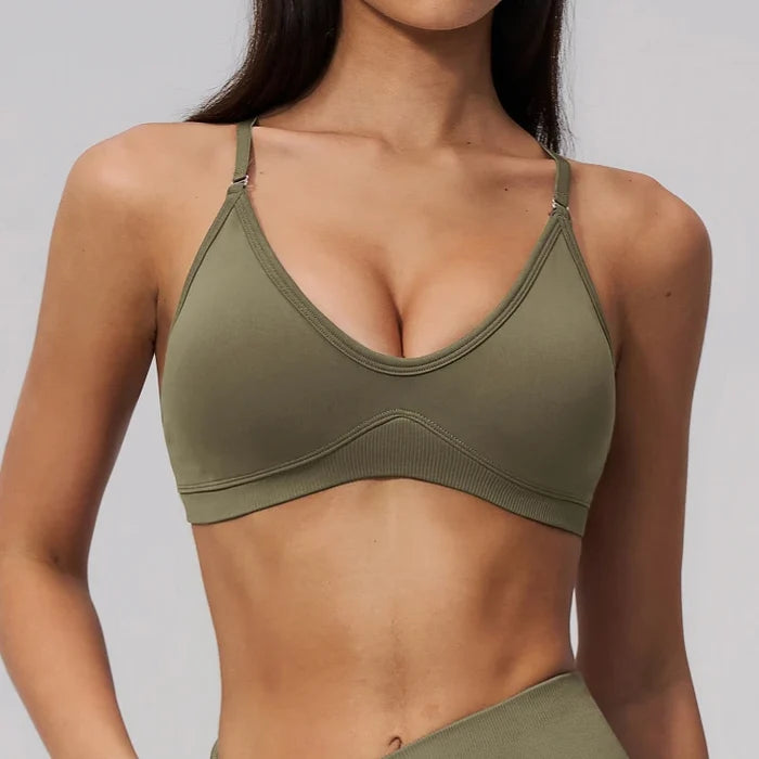 SPARK Seamless Ribbed 3-Way Convertible Yoga Sports Bra ZC3597