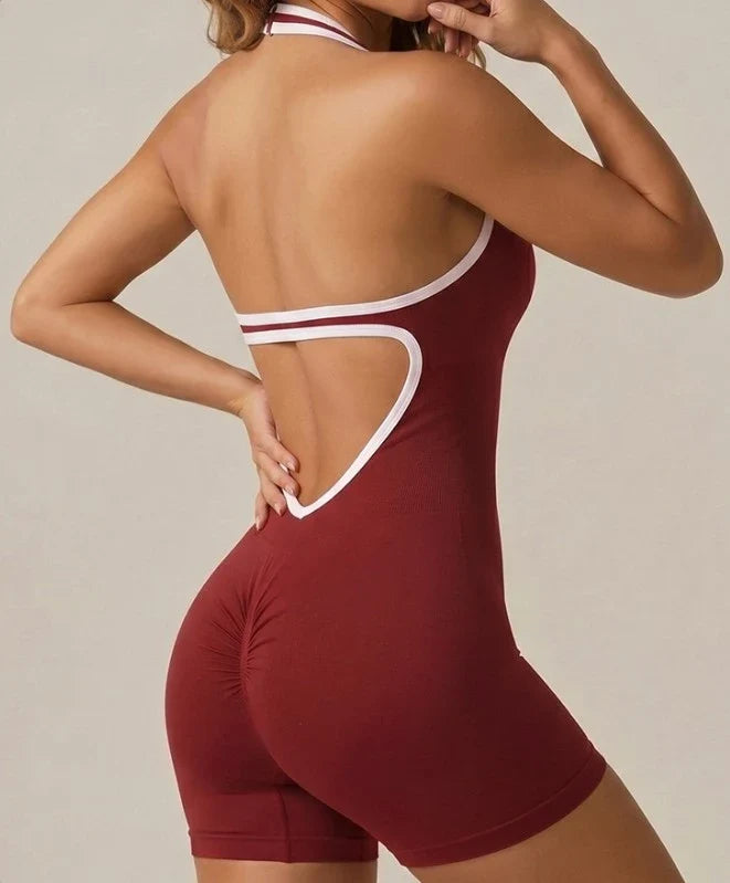 SPARK Seamless Women’s Sexy V Neck Contrast Color Yoga Jumpsuit YB2694