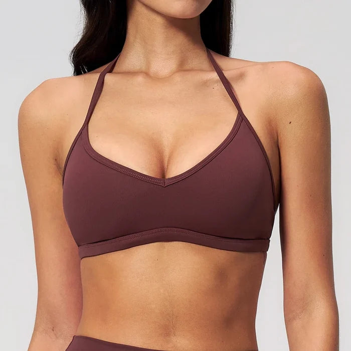 SPARK Thin-Strap V Neck Halter Yoga Fitness Bra ZC5555