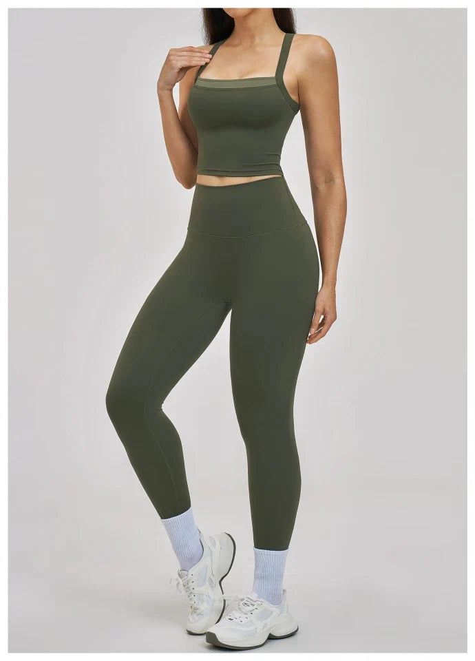 SPARK Women’s 2-in-1 Color Block Cross Back Yoga Tank Top ZC6116