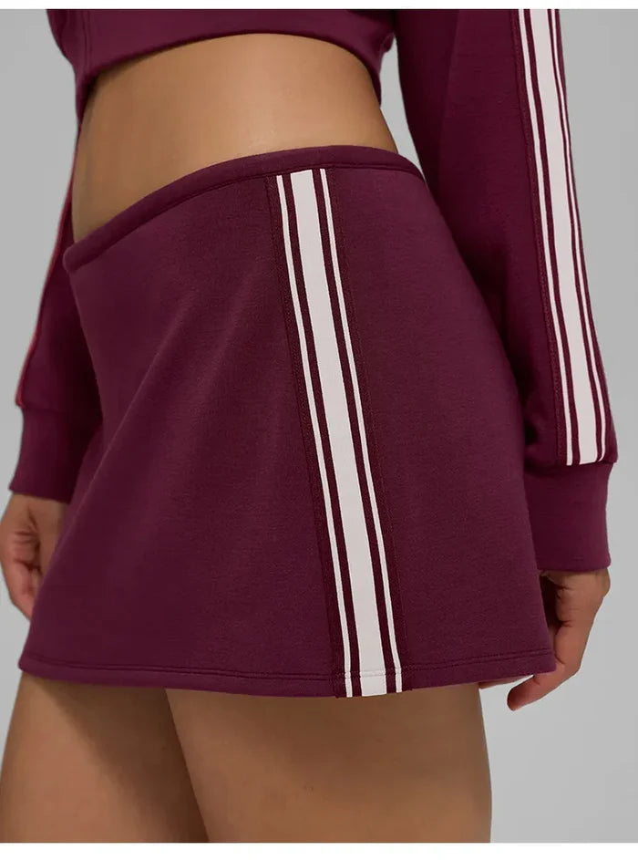 SPARK Women's Autumn/Winter Modal Air Layer White Stripe Short Skirt QY6607