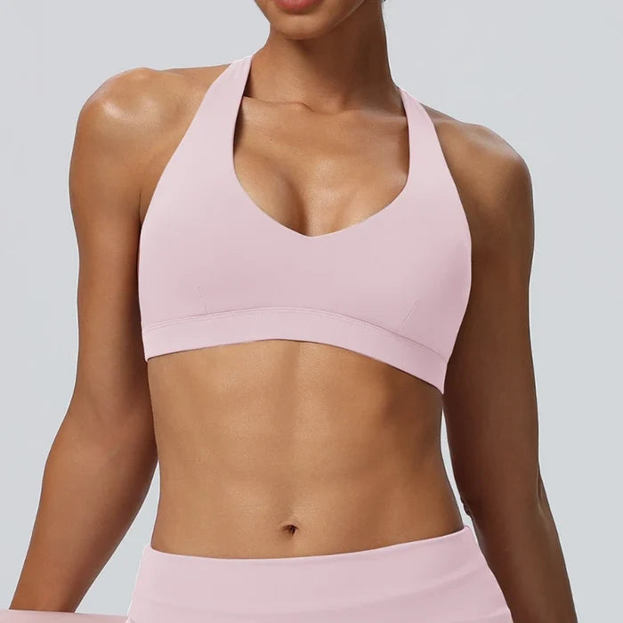 SPARK Women's Breathable Halter Neck Quick Dry Yoga Bra YEL62724