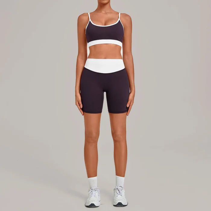 SPARK Women's Color-block Premium Activewear Yoga 2 Piece Set TF6211