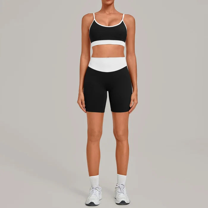 SPARK Women's Color-block Premium Activewear Yoga 2 Piece Set TF6211