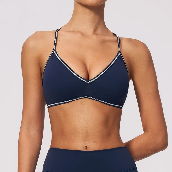 SPARK Women's Color-Block V-neck Halter Yoga Bra ZC9615