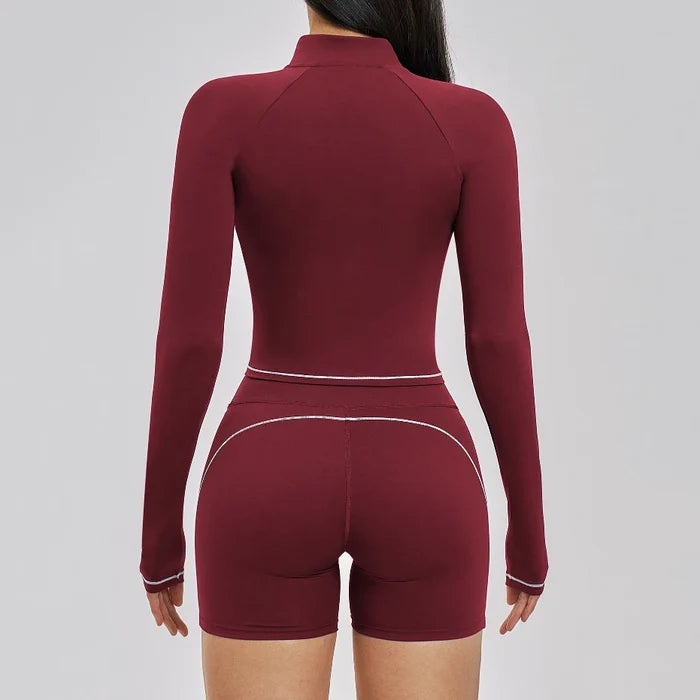 SPARK Women's Contrast Color Brushed Yoga Jacket ZC3562