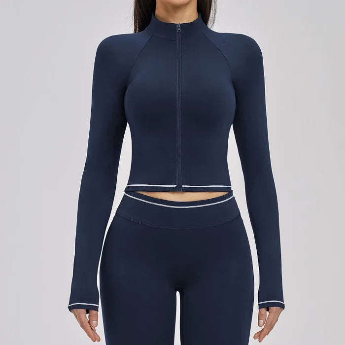 SPARK Women's Contrast Color Brushed Yoga Jacket ZC3562