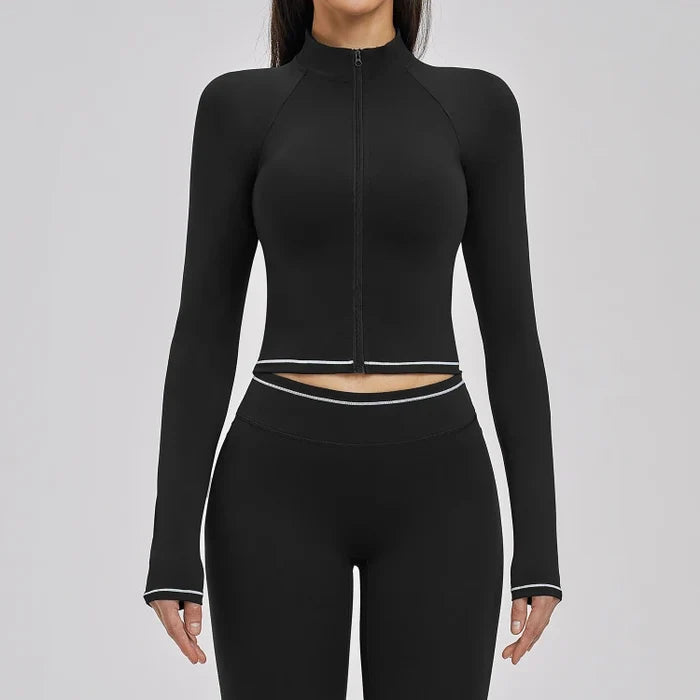 SPARK Women's Contrast Color Brushed Yoga Jacket ZC3562