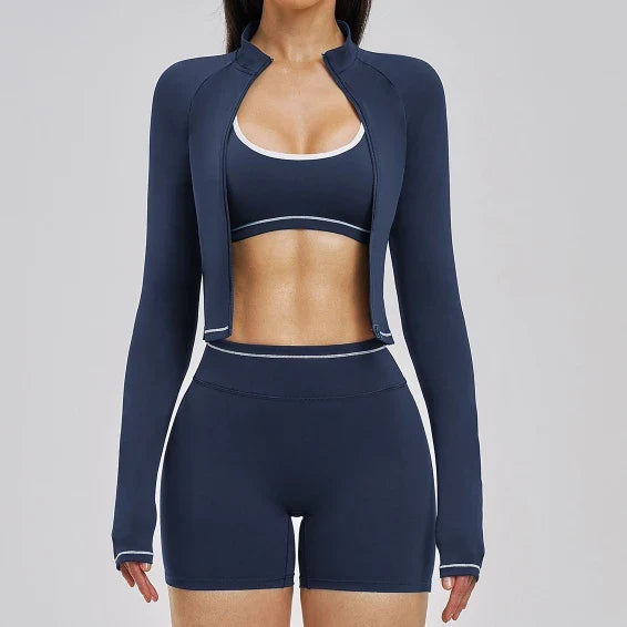 SPARK Women's Contrast Color Brushed Yoga Jacket ZC3562