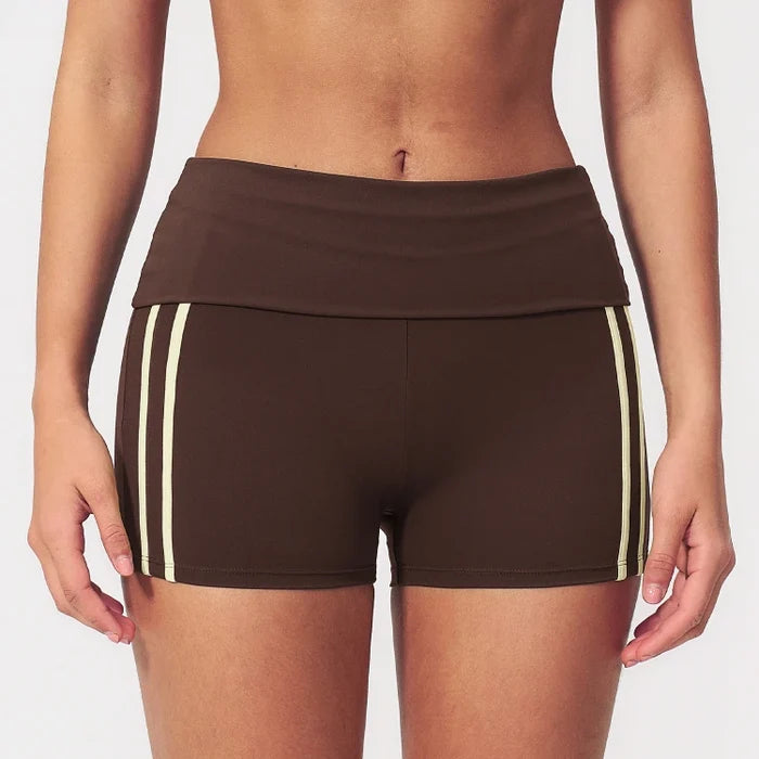SPARK Women's Contrast Color Foldable Shorts For Women ZC3588
