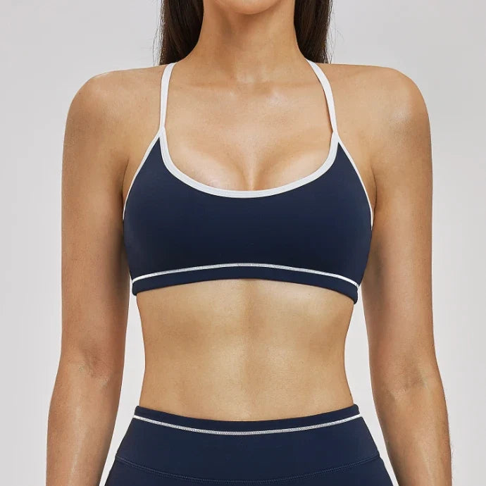 SPARK Women's Contrast Color Spaghetti Straps Yoga Sport Bra ZC3562