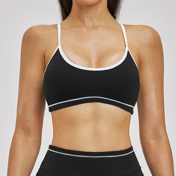SPARK Women's Contrast Color Spaghetti Straps Yoga Sport Bra ZC3562