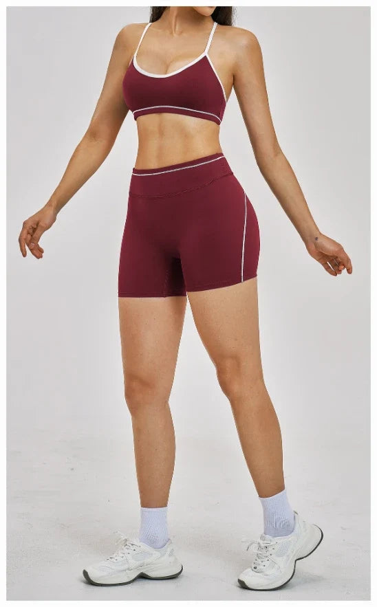 SPARK Women's Contrast Color Spaghetti Straps Yoga Sport Bra ZC3562