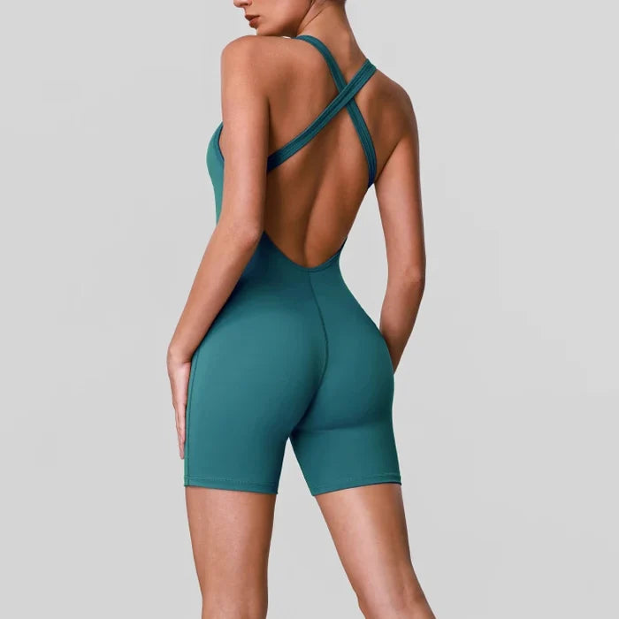 SPARK  Women’s Cross-back V Neck Yoga Bodysuit YG2605