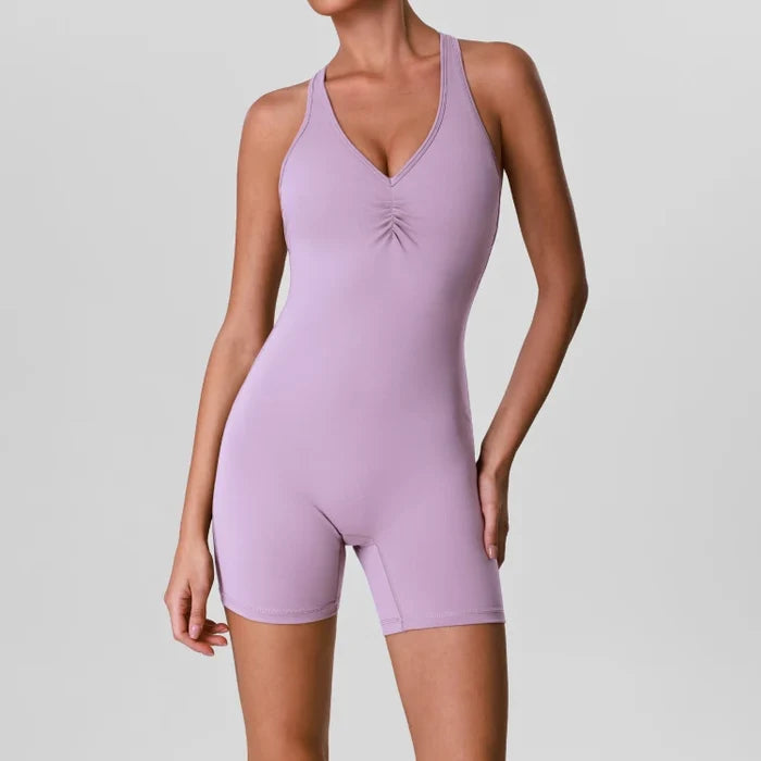SPARK  Women’s Cross-back V Neck Yoga Bodysuit YG2605