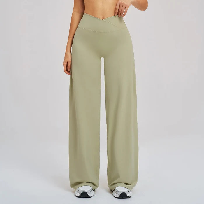 SPARK Women's Crossover Waist Wide Leg Yoga Pants ZC5544